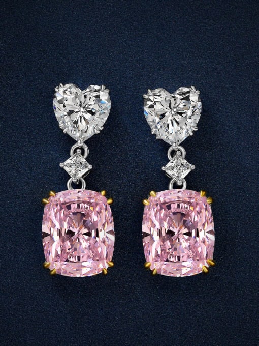 Pink [e 0177] 925 Sterling Silver High Carbon Diamond Yellow Geometric Dainty Drop Earring
